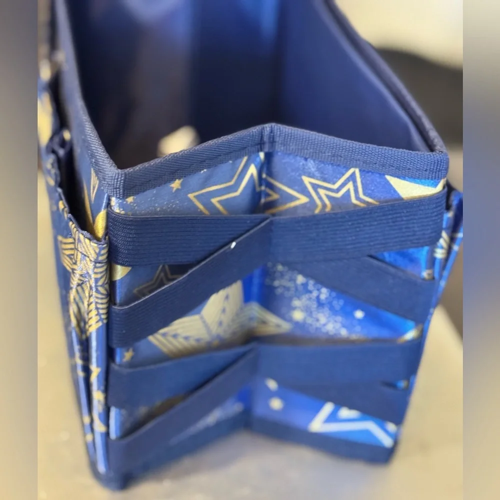 Blue and Gold Star Patterned Storage Bin